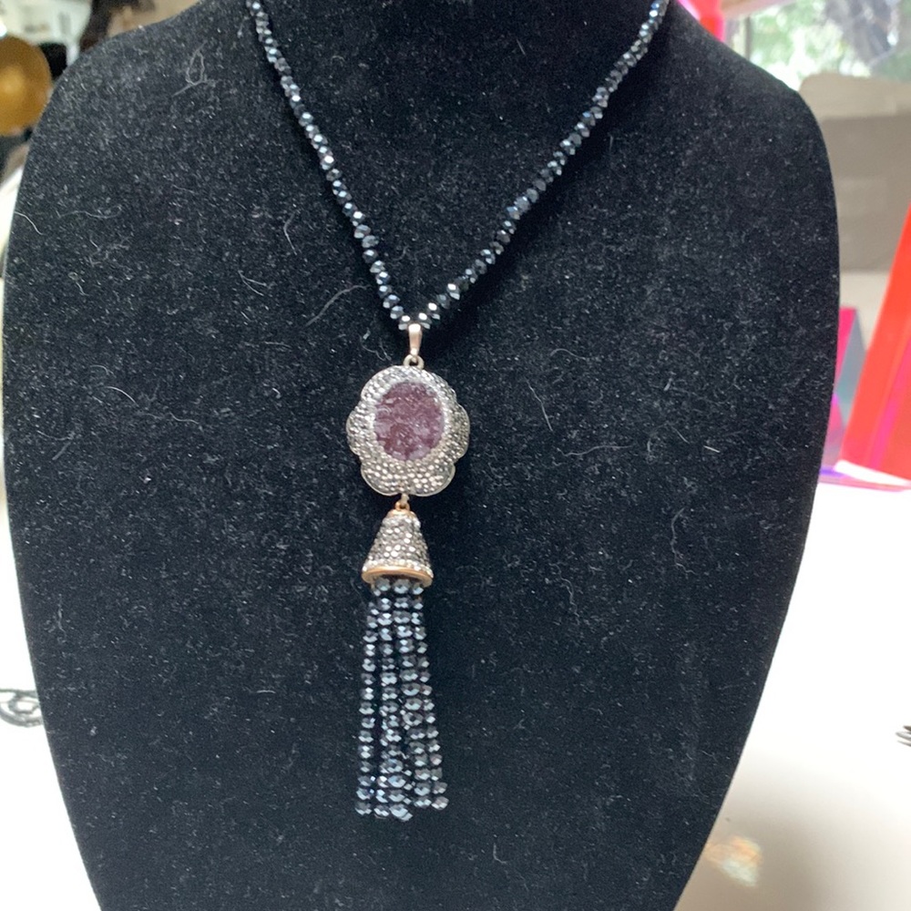Amethyst Druzi semi precious stone necklace